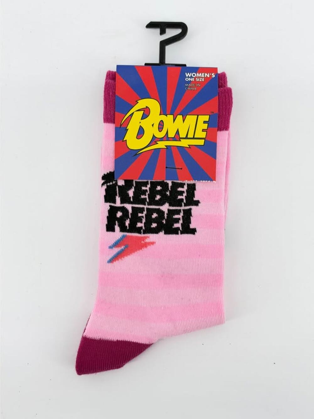 NWT David Bowie Rebel Rebel Pink Women's Crew Socks